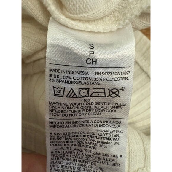 Old Navy Ivory White Ribbed Knit Tank Top Small Spaghetti Straps Stretchy V Neck - Picture 6 of 7